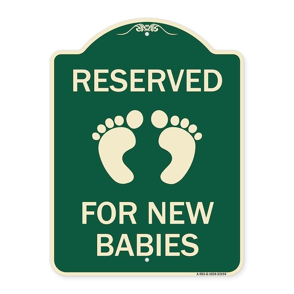 Reserved for New Babies with Symbol Heavy-Gauge Aluminum Architectural Sign, 24" x 18", G-1824-23194